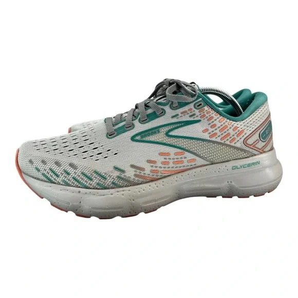 Brooks Glycerin 20 Womens Running Shoes Cushion Breathable White Blue